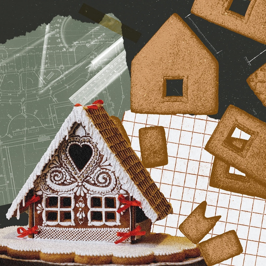 What are gingerbread houses decorated with?