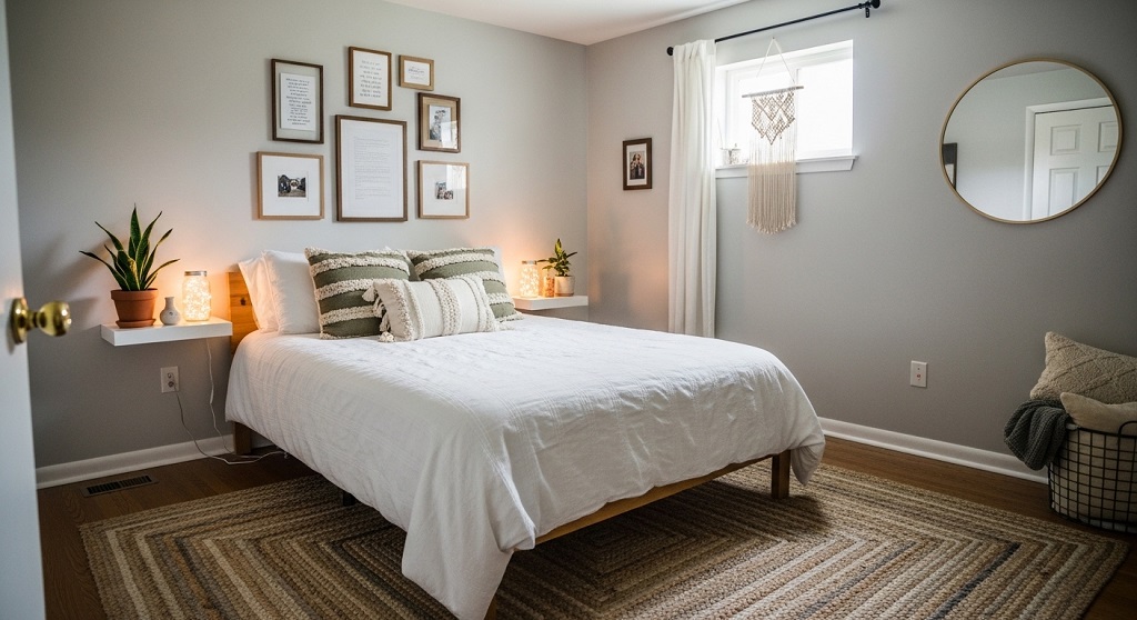 space-saving furniture layout for small bedroom ideas