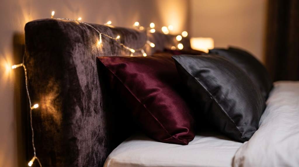 Sensual bedroom decor with textures and warm colors